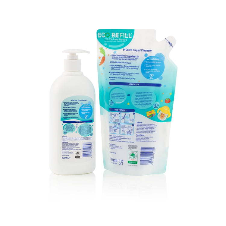 Pigeon Liquid Cleanser Pack (700ml Pump + 650ml Refill)