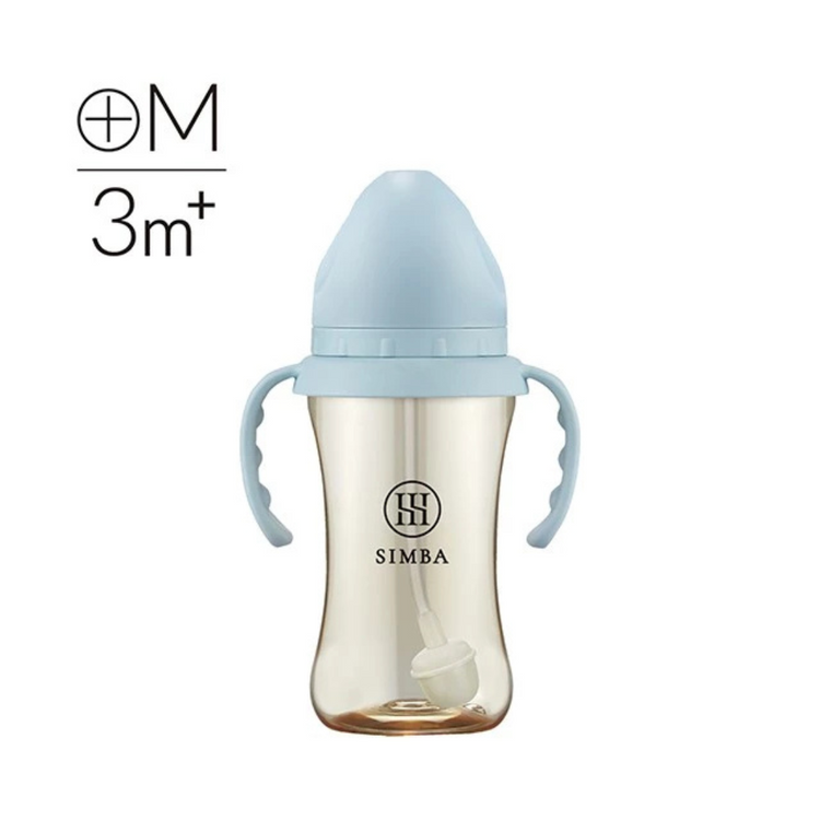 Simba allonge Milestone 270ml - PPSU Wide Neck Anti-Colic Feeding Bottle with Straw and Handles Cross Hole M Teat