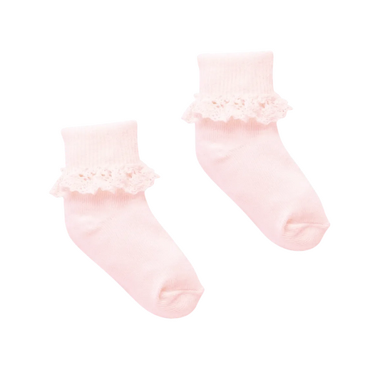 Purebaby Organic Lace Socks - Pale Pink