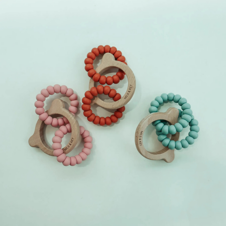 Mils and Key Wooden Bear Teether (3m+)