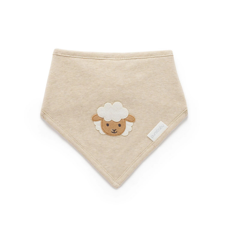 Purebaby Organic Bandana Bib Sheep - Almond Melange