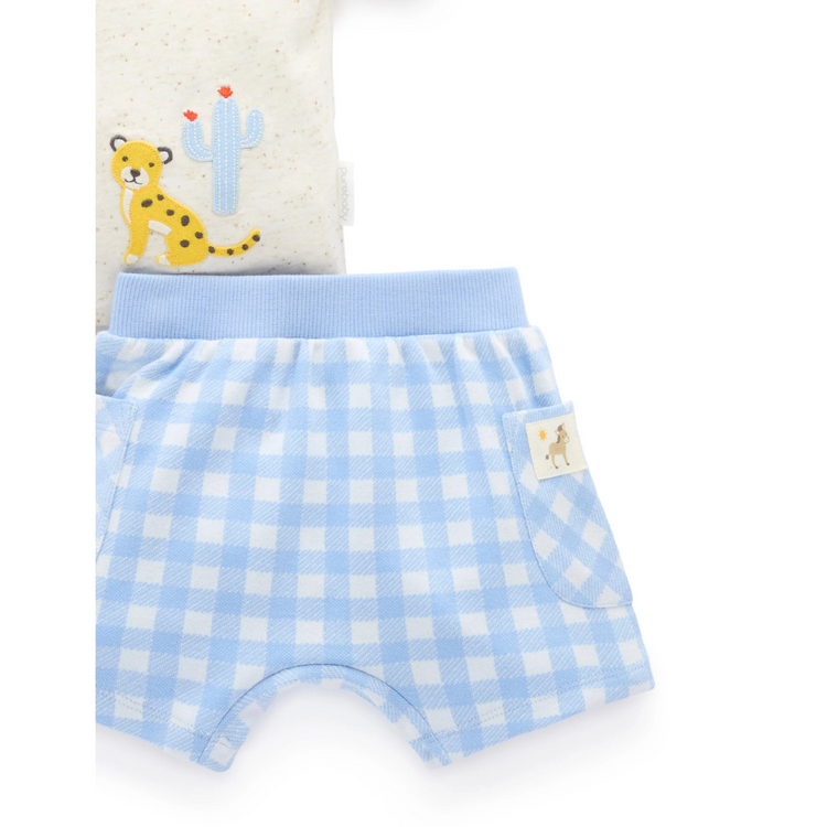 Purebaby Organic Caribbean Gingham Short and Tee Set