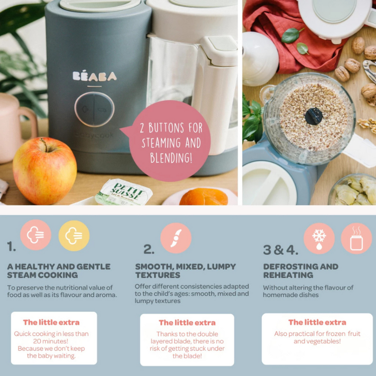 Beaba Babycook Neo Baby Food Processor Homemade Nutritious Healthy Food Steams, Blends, Defrosts and Reheats in 15mins