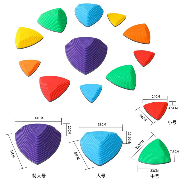 Gaabi Triangular Stepping Stone (9pcs) for Balance with Non-Slip Bottom - Exercise Coordination and Stability