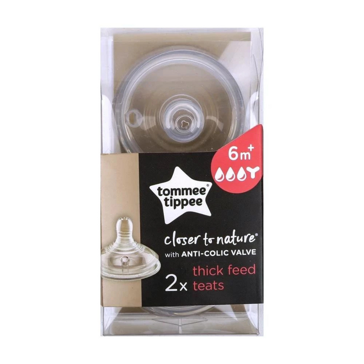 Tommee Tippee Closer to Nature Teats with Anti-Colic Valve - Thick Feed Flow (Y-CUT) (6m+)