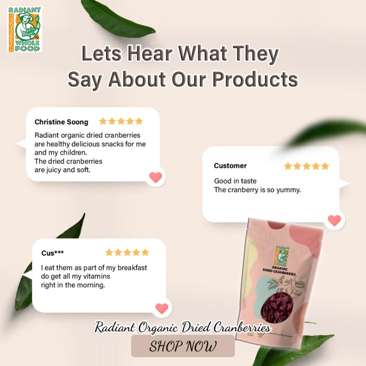 Radiant Organic Dried Cranberries (Gluten Free) 100g