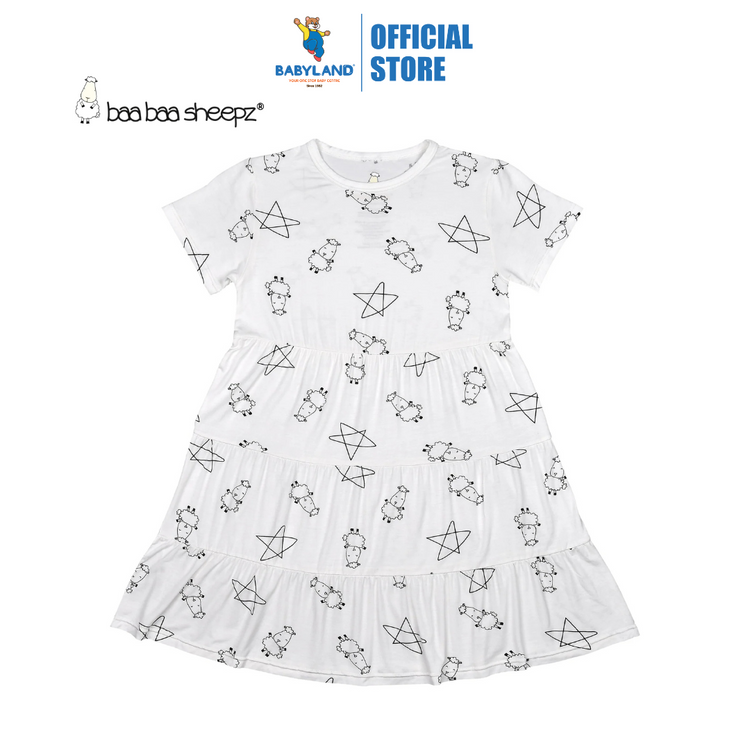 Baa Baa Sheepz Tiered Dress Cute Big Star & Sheepz White