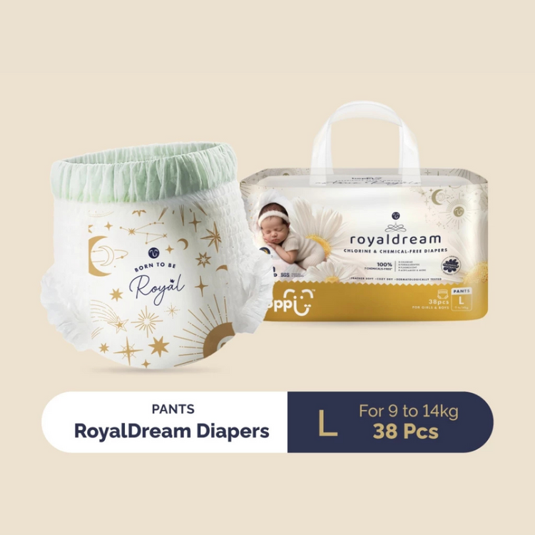 Hoppi RoyalDream Baby Diaper Pants (1 Pack) 100% 7 Chemicals-Free