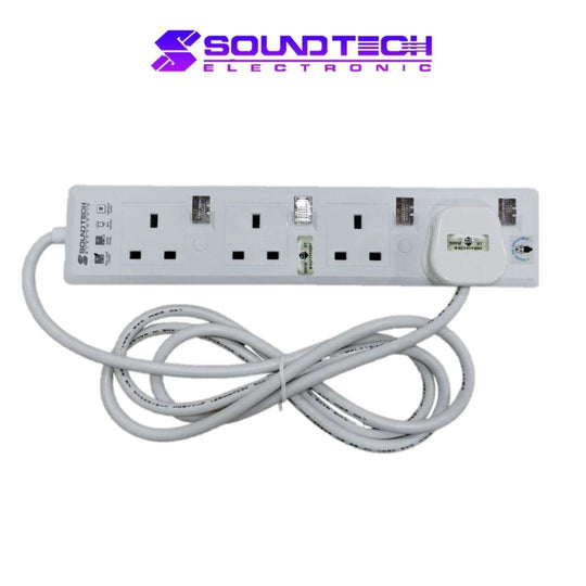Soundteoh PS-114 Extension Socket 4 Gang With Blue Neon | SIRIM Approved