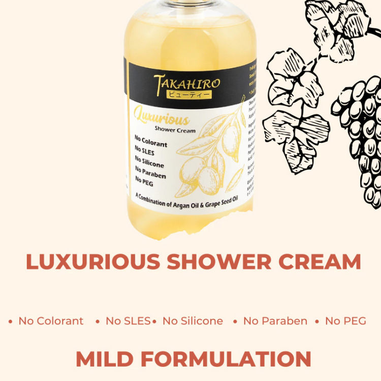 Takahiro Luxurious Shower Cream 500ml - grape seed oil - moisturising