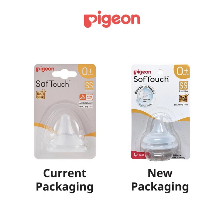 Pigeon SofTouch Wide Neck Latch-On Teat SS/S/M/L/LL/LLL