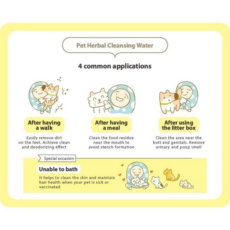 Maoup Pet Herbal Cleansing Water (315ml) | Antibacteria Cleaning Pet Paws Tear Stain Use With Dry Cloth or Wipes