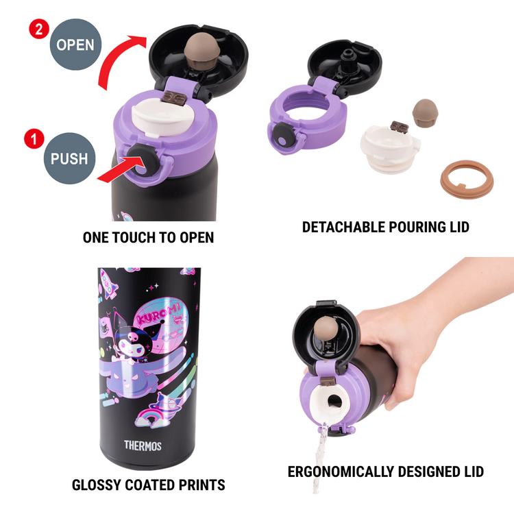 THERMOS 500ml Kuromi Trendy and Light Flask with Pouch (JNR-501KU24)