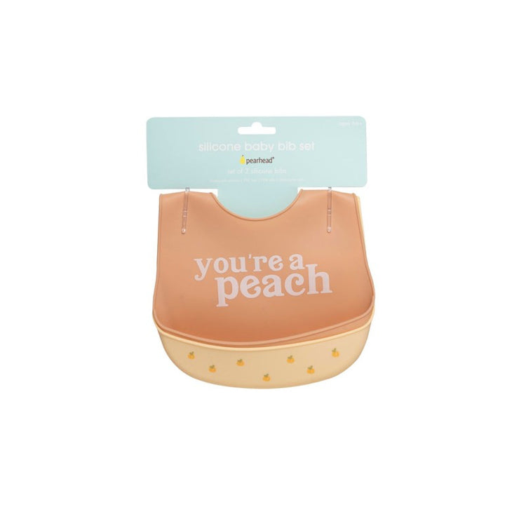 Pearhead Silicone Bib 2 Pcs - You're A Peach (6m+)