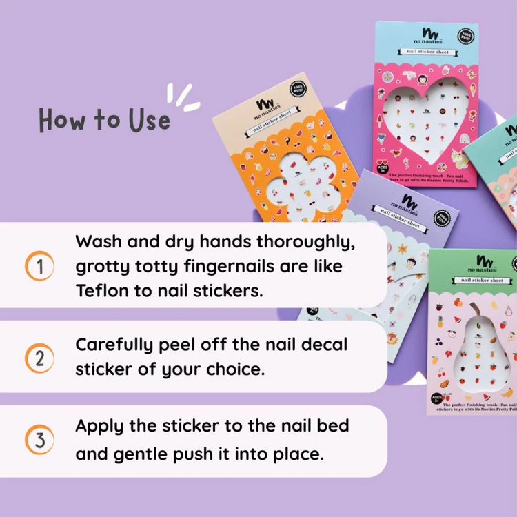 No Nasties Kids Nail Stickers ๐๐ฎ๐๐ ๐ง๐ผ ๐๐ฝ๐ฝ๐น๐