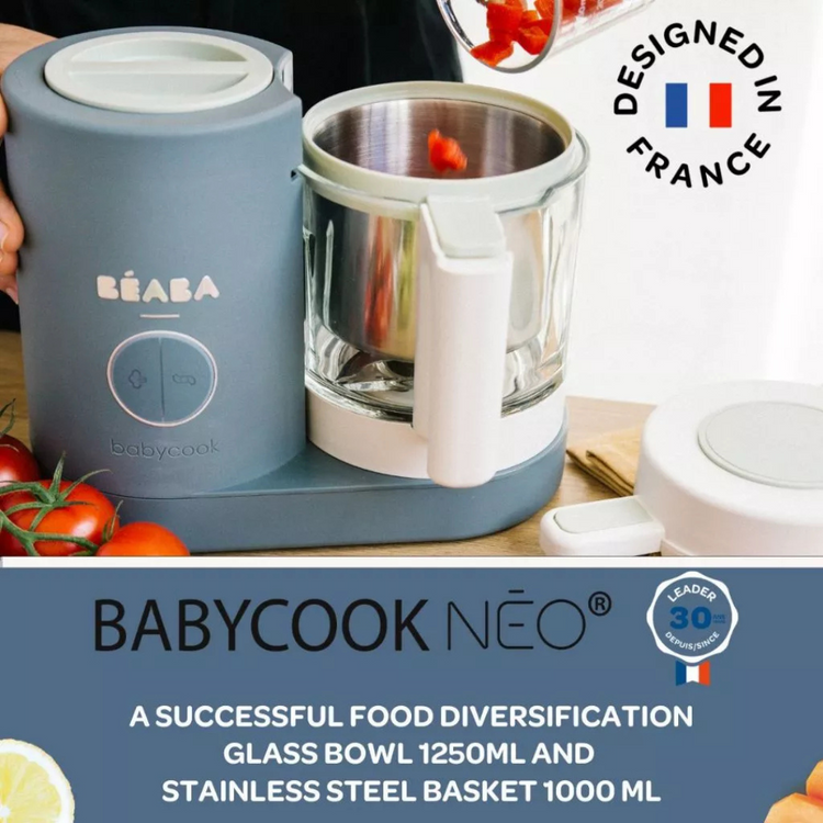 Beaba Babycook Neo Baby Food Processor Homemade Nutritious Healthy Food Steams, Blends, Defrosts and Reheats in 15mins