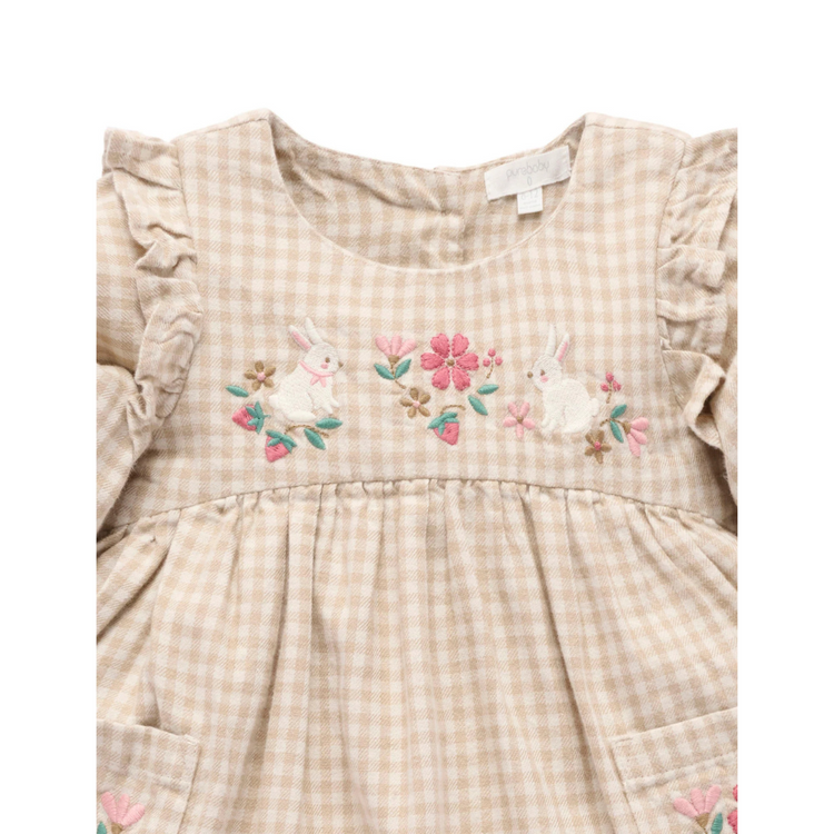 Purebaby Organic Baby Kids Gingham Bunny Dress Barn