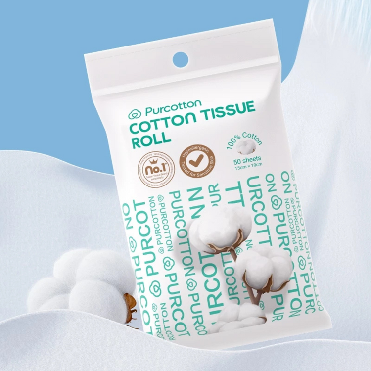 Purcotton Cotton Tissue Roll (50s) (1pack) (10x15cm)