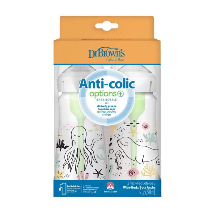 Dr Brown's Options+ PP Wide-Neck Bottle with Level 1 Teat (270mL)(2-Pack)
