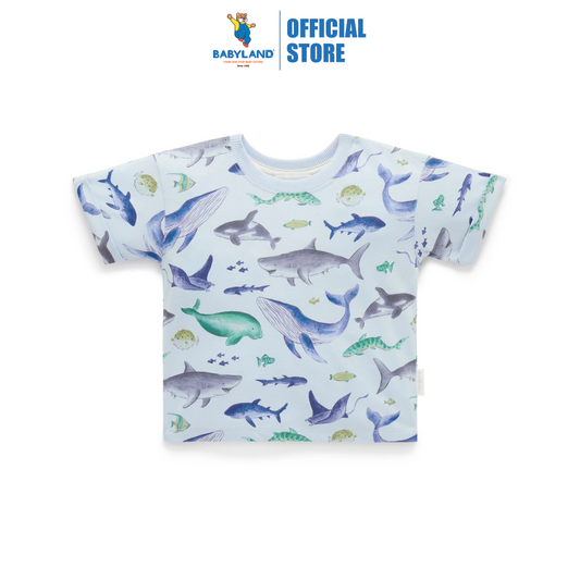 Purebaby Organic Baby Kids Relaxed Tee - Shark Print