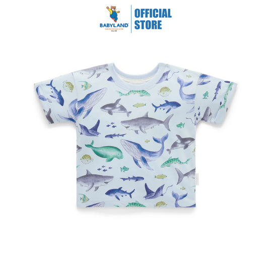 Purebaby Organic Baby Kids Relaxed Tee - Shark Print