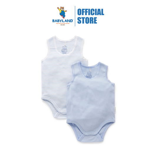Purebaby 2 Pack Organic RIB Singlet Bodysuit - Pale Blue Pack