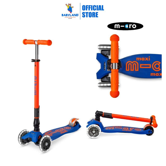 Micro 227 Maxi Deluxe Foldable Neon LED Scooter - Blaze Orange (5-12 Years)
