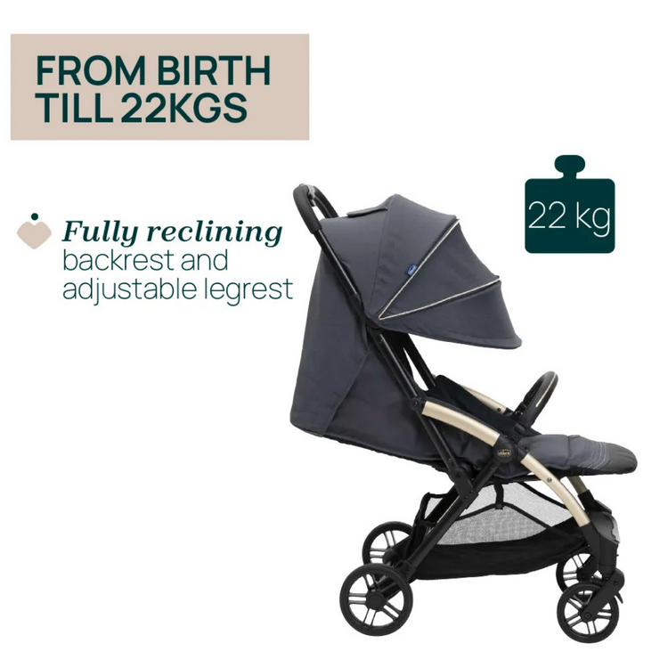 Chicco Goody XPlus Auto Fold Stroller - Dark Shadow (Newborn up to 22kg)