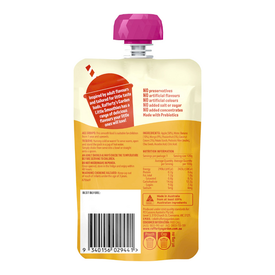 Rafferty's Garden Little Smoothie Coconut Mango Passionfruit 120g | Suitable for 1-5 years