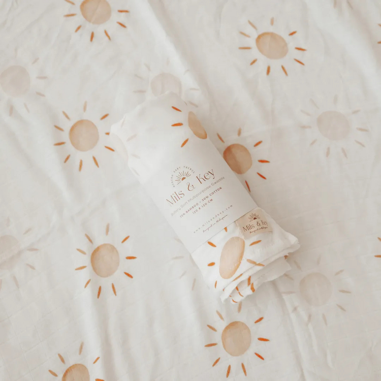 Mils and Key Swaddle - Bamboo + Cotton Swaddle (120cm x 120 cm)