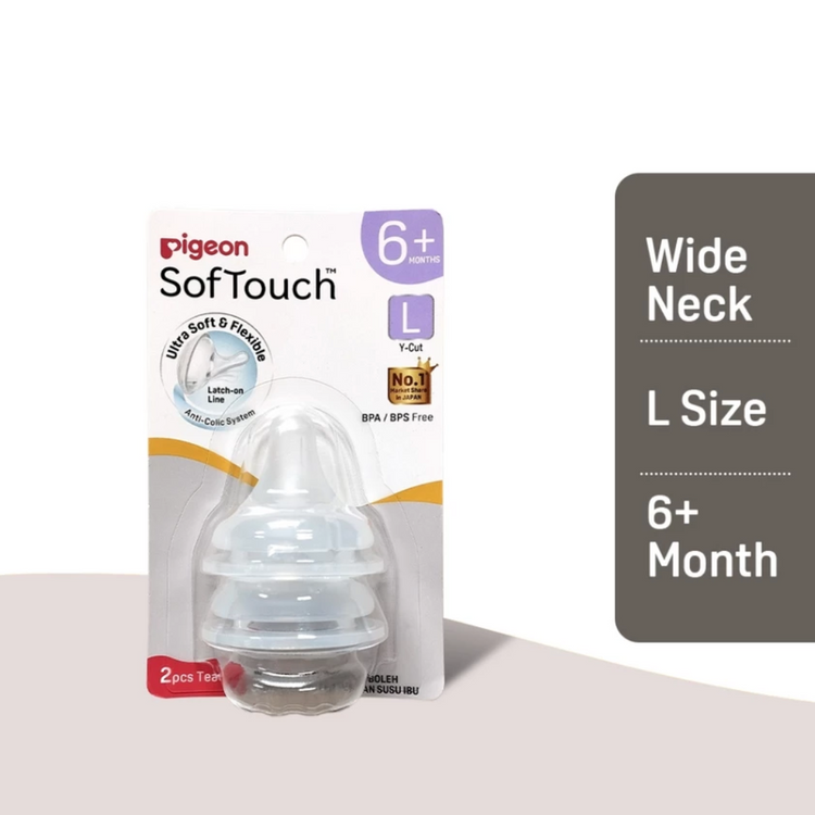 Pigeon SofTouch Wide Neck Latch-On Teat SS/S/M/L/LL/LLL