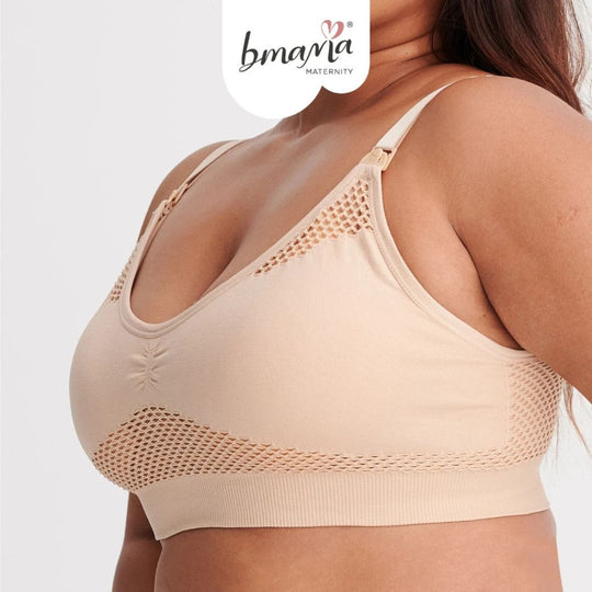 Bmama 2 Ways Hands-Free Pumping Nursing Sport Bra - Beige