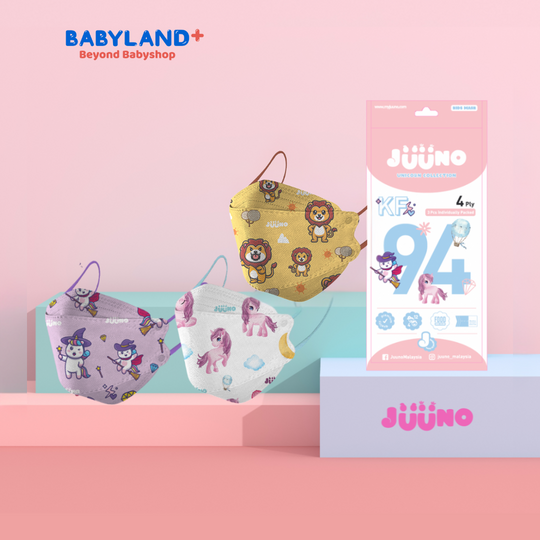 Juuno Flexi Pack Kids Mask KF94 Unicorn 3'S - Pink | Protective 4Layer Protective 3D Mask