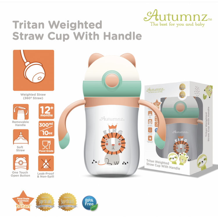 Autumnz Tritan Weighted Straw Cup with Handle 300ml