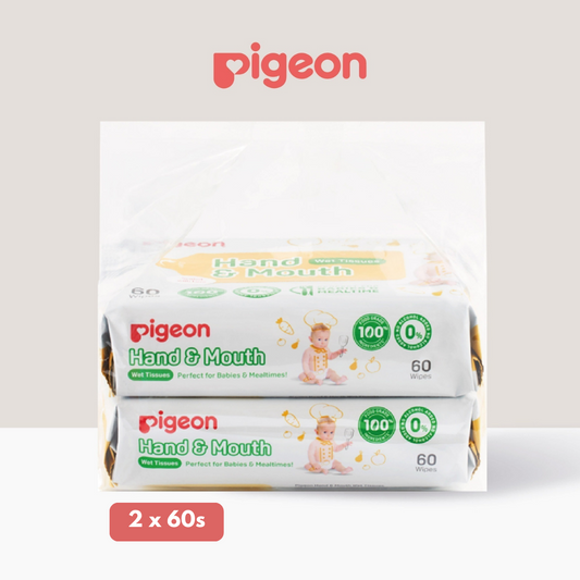 Pigeon Hand & Mouth Wet Tissues Alcohol Free (2 x 60wipes)