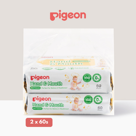 Pigeon Hand & Mouth Wet Tissues Alcohol Free (2 x 60wipes)