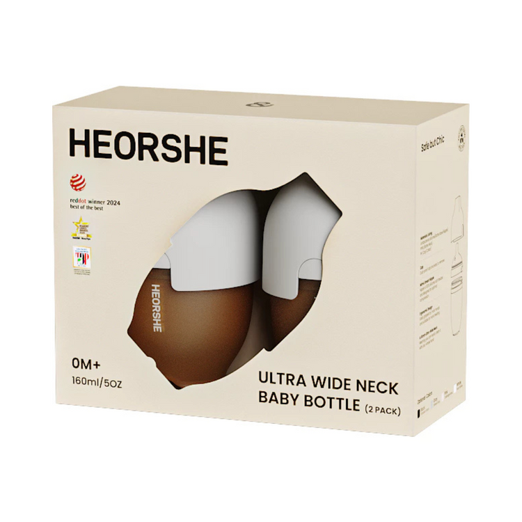 He Or She New Born Set 5oz/160ml Ultra Wide Neck Baby Bottle (2 PACK)