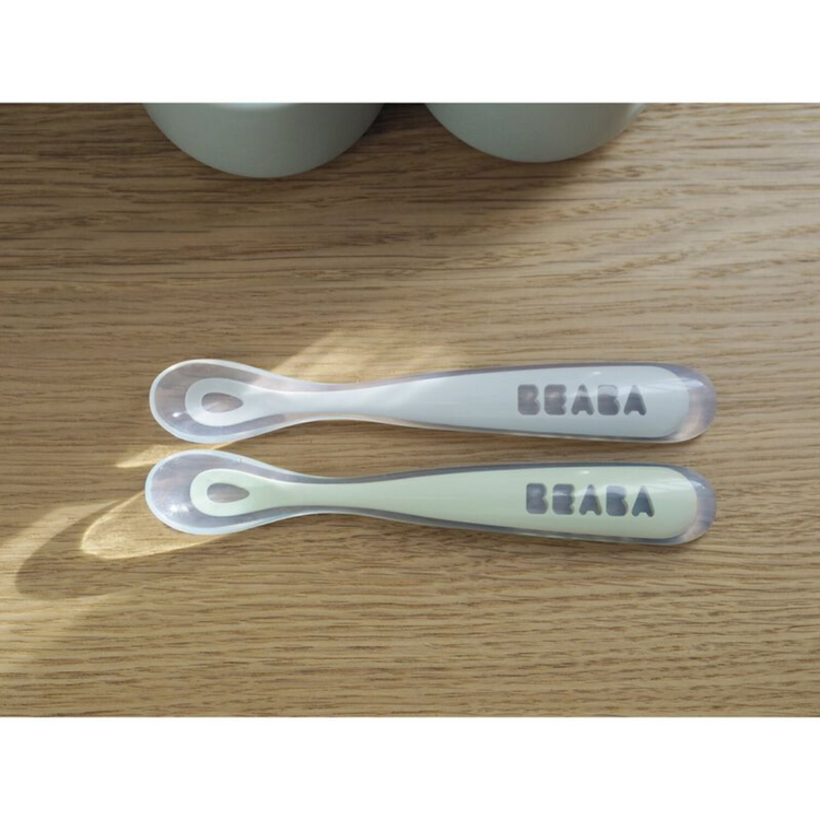 Beaba 1st Age Silicone Spoon Travel Twin Set (with Case)(4m+)