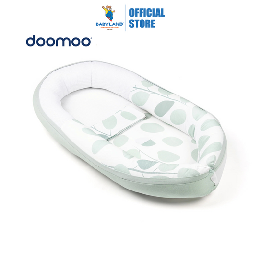 Doomoo Cocoon Baby Bed - Leaves Aqua Green