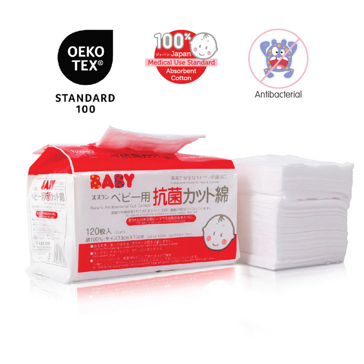 Suzuran Baby Antibacterial Cut Cotton (120 Pcs)