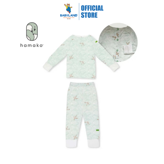 Hamako Tencel Baby Button Long Set Whispering Wings