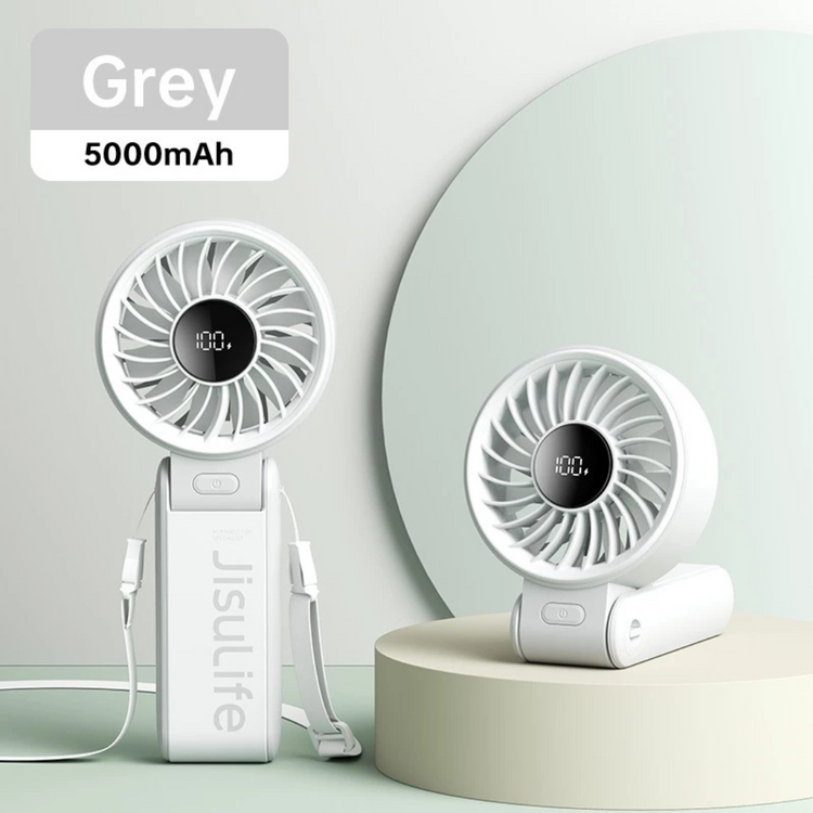 JisuLife Portable Handheld Fan Life7 (5000mAh) 19.5h cooling Foldable Hand Fans with 5 gears strong wind