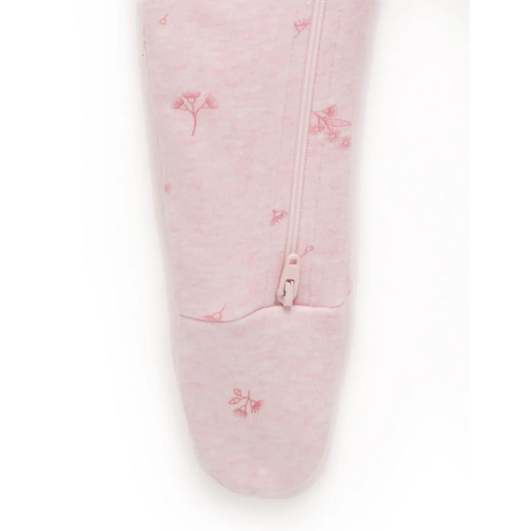 Purebaby Organic Zip Growsuit & Headband Pack - Pale Pink Blossom
