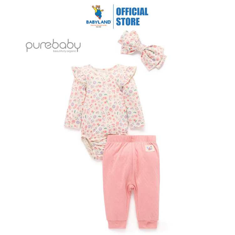 Purebaby Organic 3 Pcs Gift Set - Floral Print