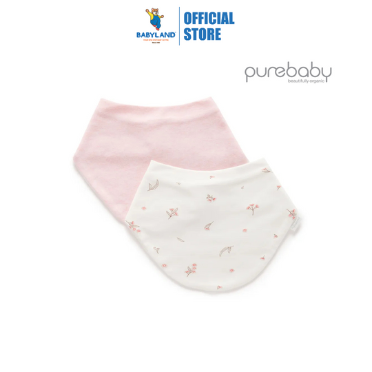 Purebaby Organic 2 pack Essential Dribble Bib - Vanilla Blossoom