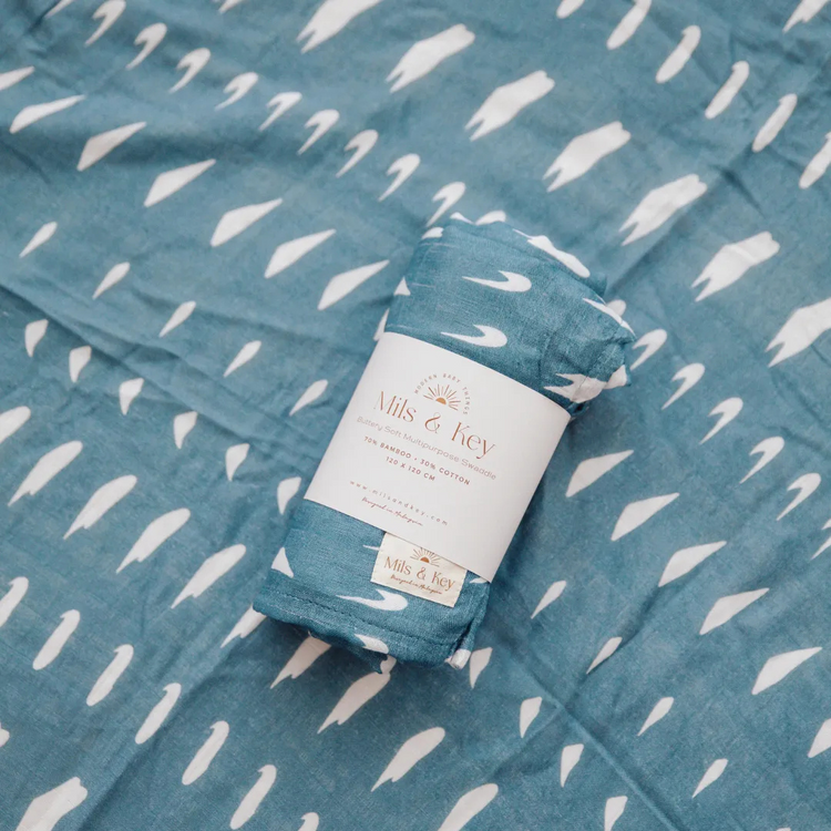 Mils and Key Swaddle - Bamboo + Cotton Swaddle (120cm x 120 cm)