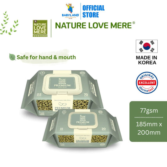 NATURE LOVE MERE Premium Mung Bean Baby Wet Wipes (Cap) | Safe for Hand & Mouth