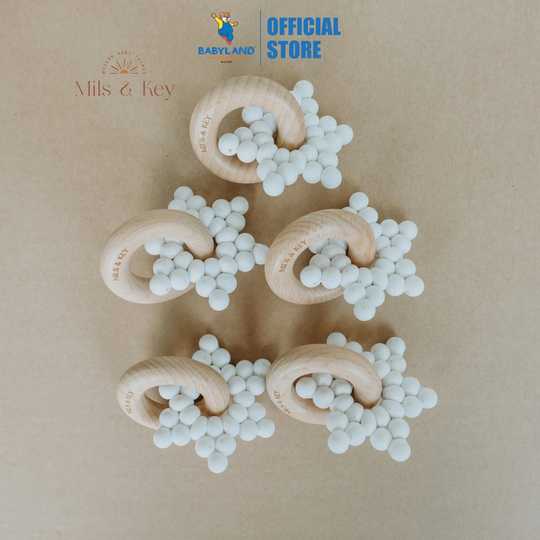 Mils and Key Bree Teether - Speckled White (3m+)