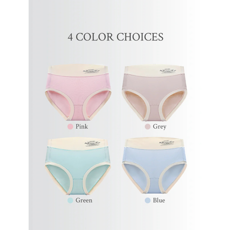 Bmama Modal Seamless High Waist Panties Set - Green/Pink