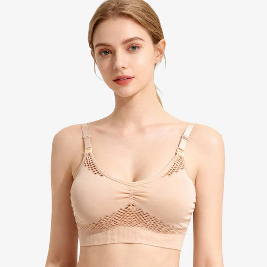 Bmama 2 Ways Hands-Free Pumping Nursing Sport Bra - Beige
